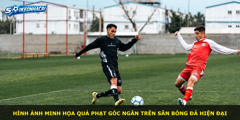 Hình ảnh minh họa quả phạt góc ngắn trên sân bóng đá hiện đại