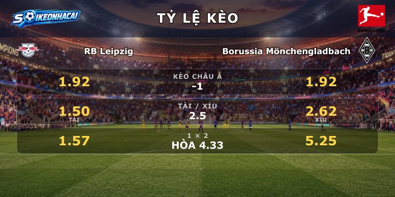 Tỷ lệ kèo RB Leipzig vs Borussia Mönchengladbach
